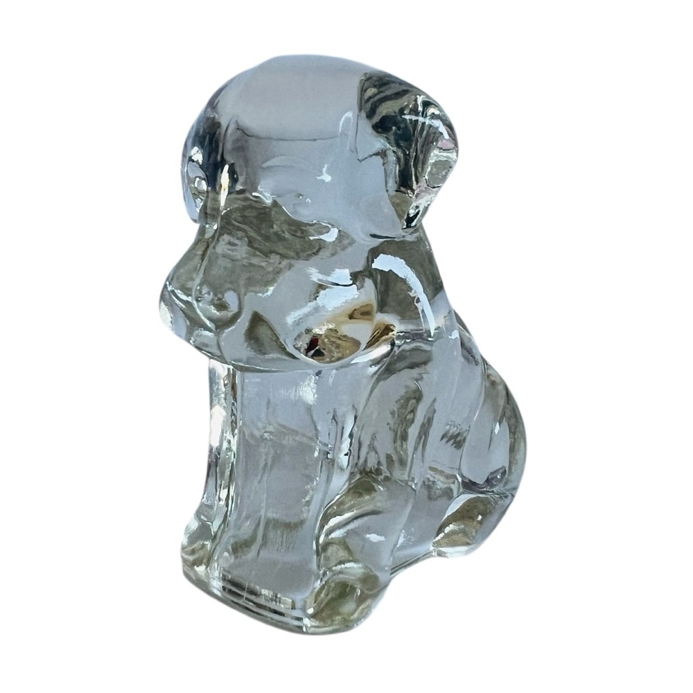 Vintage Carnival Art Pressed Glass Dog Puppy Hound Hollow Figurine